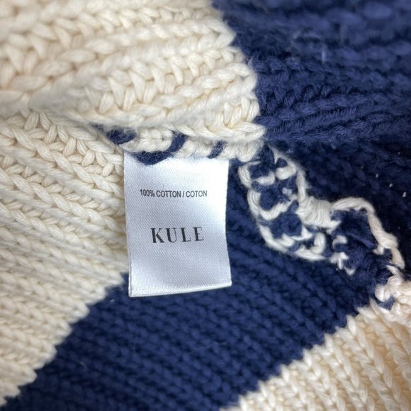 NWT Kule The Tempest Long Sleeve Button Front Cardigan Sweater Navy Cream Size S - Picture 6 of 8